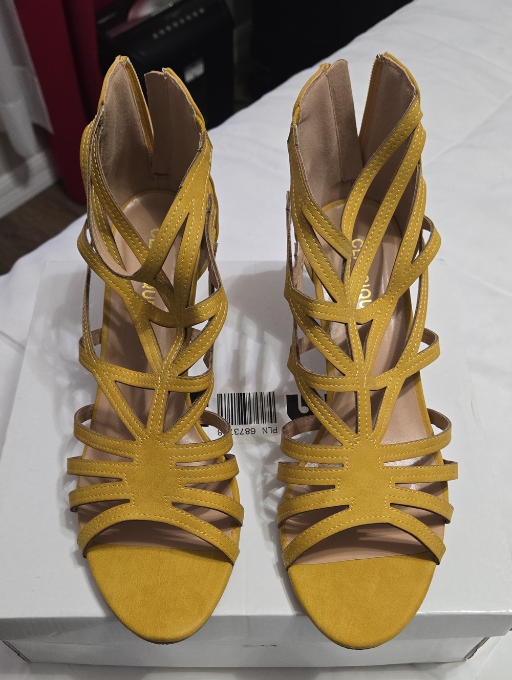 Strappy Mustard Yellow High Heel Sandals